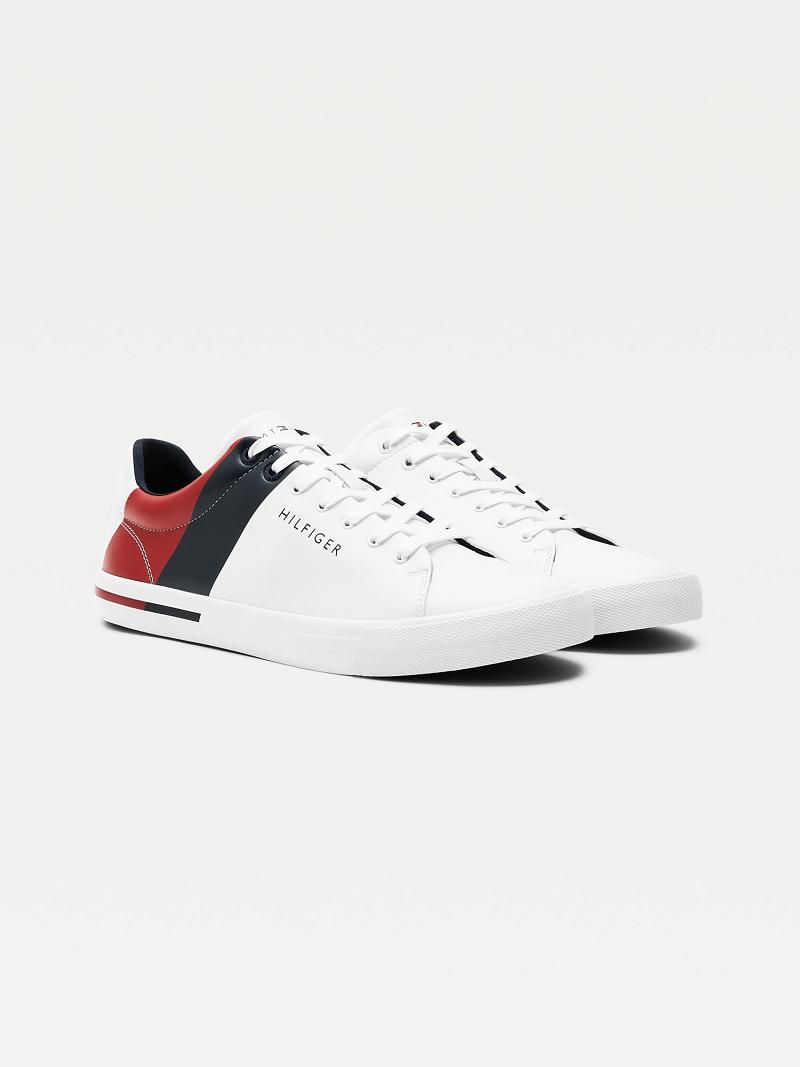 Férfi Tommy Hilfiger Flag Sneaker Fehér | HU 1401VRW